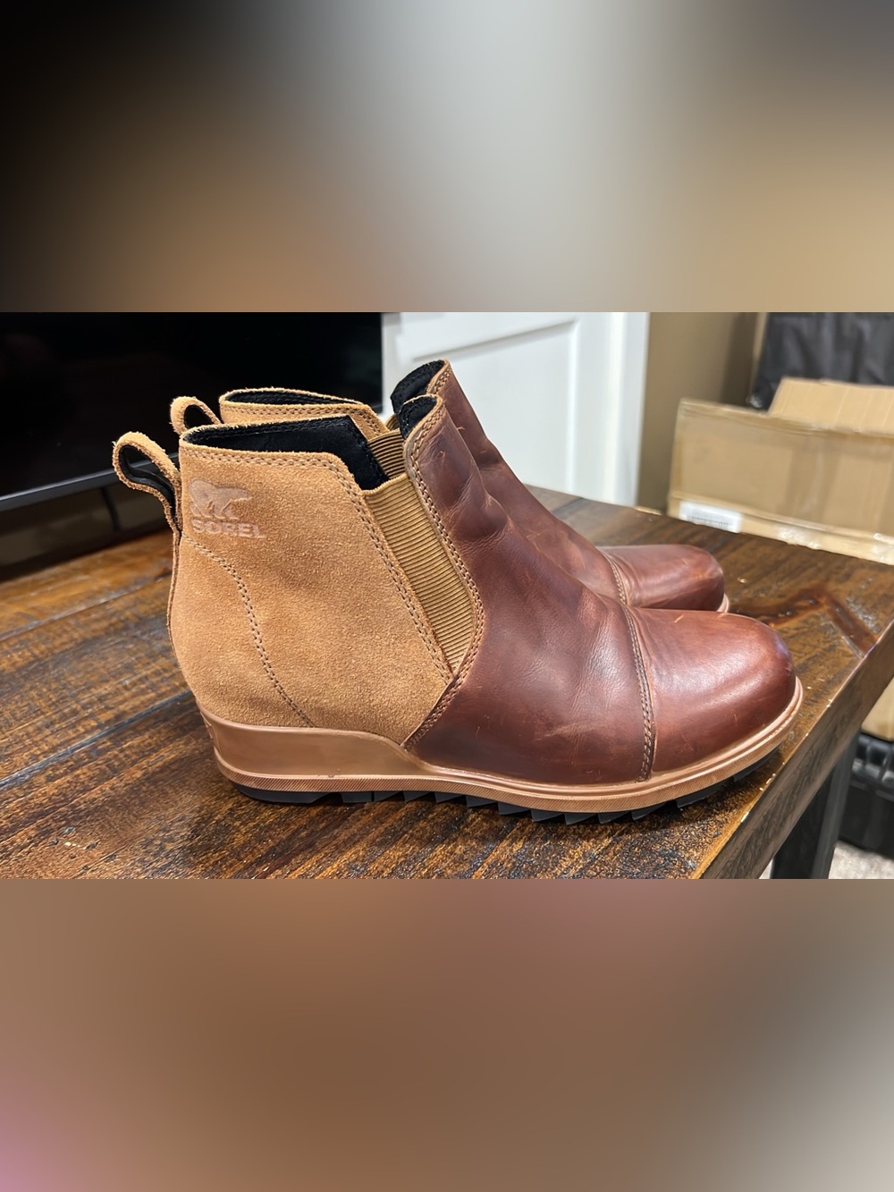Sorel Two-Tone Leather & Suede Chelsea Boot in Brown/Tan